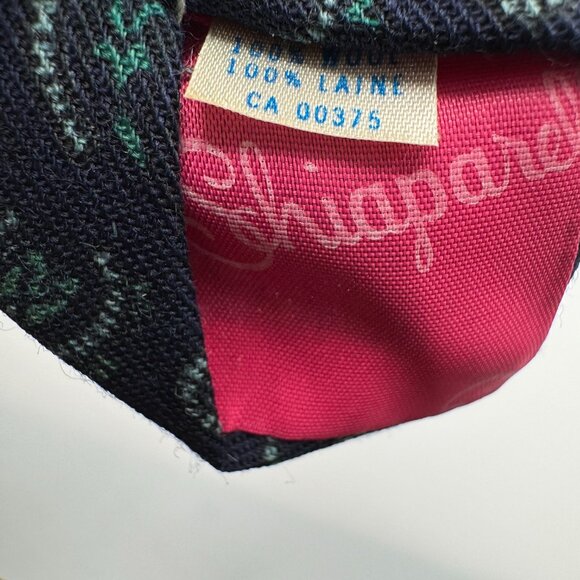 Schiaparelli Wool Paisley Tie โ Dark Blue, Green 1970s, Wool - Picture 4 of 7